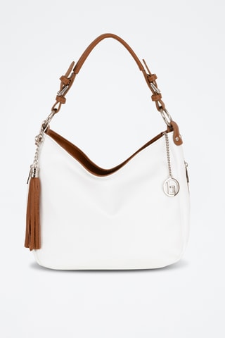 Sac porté épaule en cuir Garga - Blanc et marron