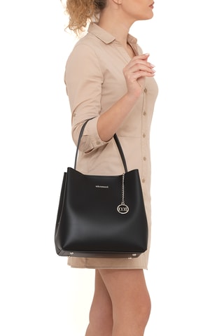 Sac porté épaule en cuir Trilussa - Noir