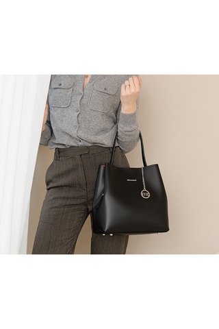 Sac porté épaule en cuir Trilussa - Noir