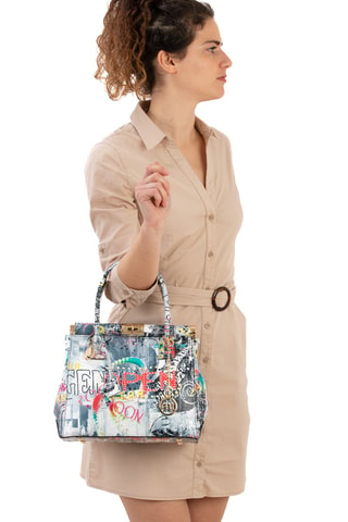 Sac à main en cuir Arcisate - Gris, jaune, noir et rouge