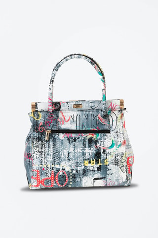Sac à main en cuir Arcisate - Gris, jaune, noir et rouge