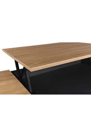 Mesa de centro elevable Elina - Negro e imitación madera - 110 x 45 x 60 cm