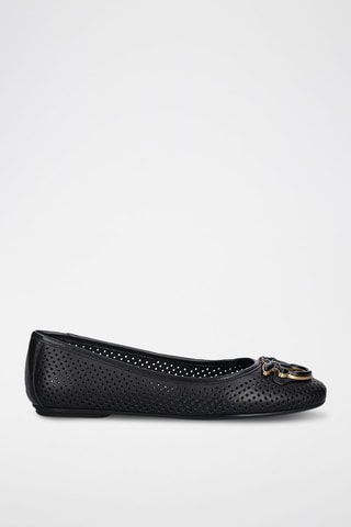 Ballerines en cuir de chèvre - Noir et doré