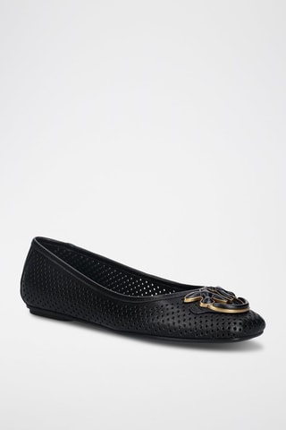 Ballerines en cuir de chèvre - Noir et doré