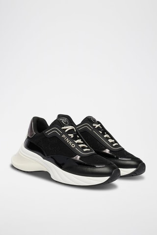 Baskets plateformes en cuir de veau - Noir