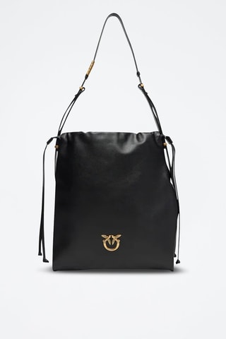 Sac porté épaule en cuir Slouchy Classic - Noir