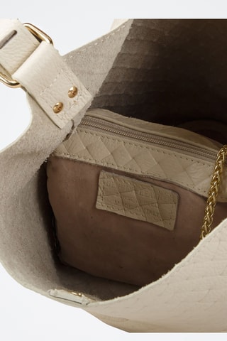 Sac porté épaule en cuir - Beige