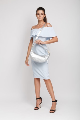 Sac porté épaule en cuir - Argenté