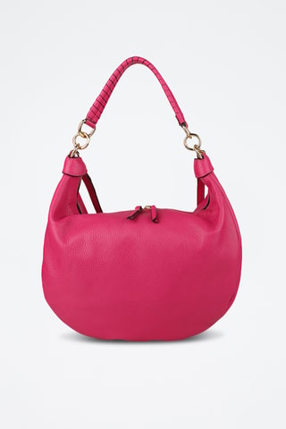 Sac porté épaule en cuir - Fuchsia