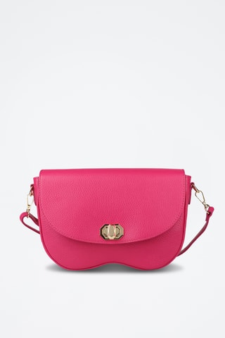 Sac porté épaule en cuir - Fuchsia