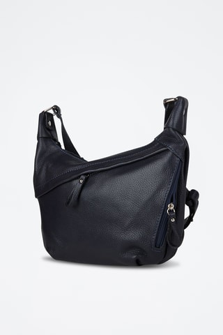 Sac porté épaule en cuir - Bleu marine