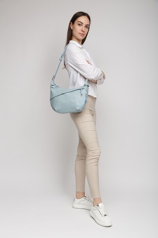 Sac porté épaule en cuir - Bleu