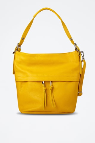 Sac porté épaule en cuir - Jaune