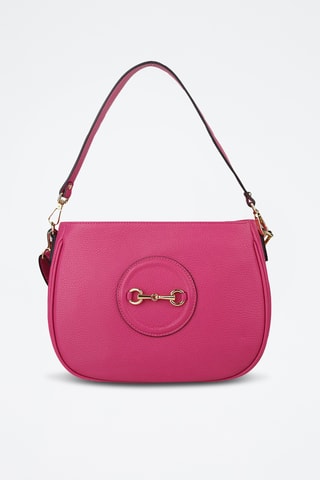 Sac porté épaule en cuir - Fuchsia