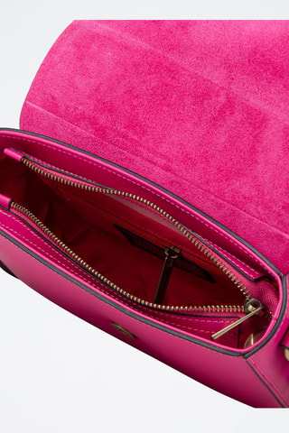 Sac bandoulière en cuir pleine fleur - Fuchsia