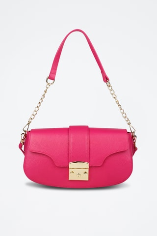 Sac porté épaule en cuir - Fuchsia