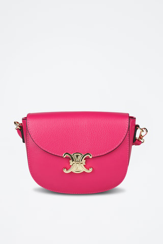 Sac porté épaule en cuir pleine fleur - Fuchsia