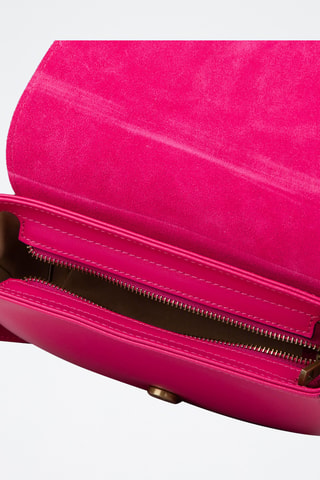 Sac bandoulière en cuir pleine fleur - Fuchsia