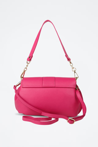 Sac porté épaule en cuir - Fuchsia