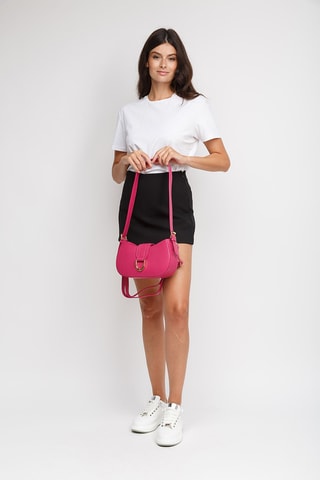 Sac porté épaule en cuir - Fuchsia