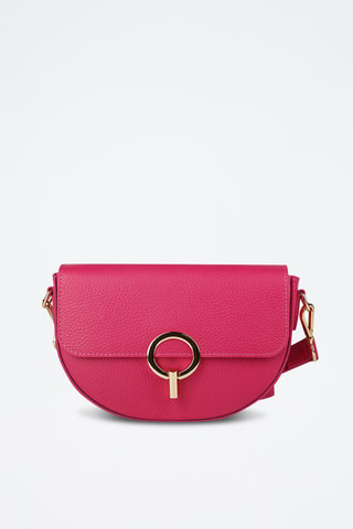 Sac porté épaule en cuir - Fuchsia