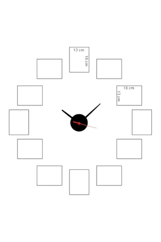 Horloge avec 12 cadres photos - 50 x 50 cm - Noir