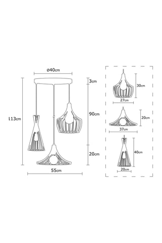 Suspension Mezopotamya - Cuivré et noir - 3 x 40 W