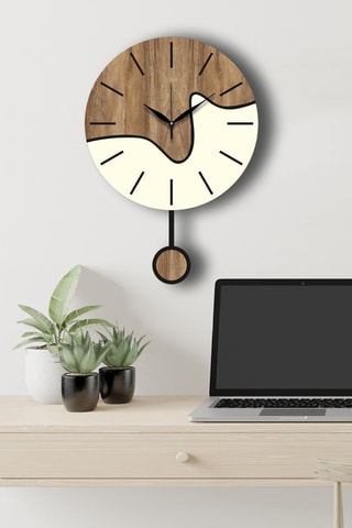 Horloge murale - 39 cm - Naturel et blanc