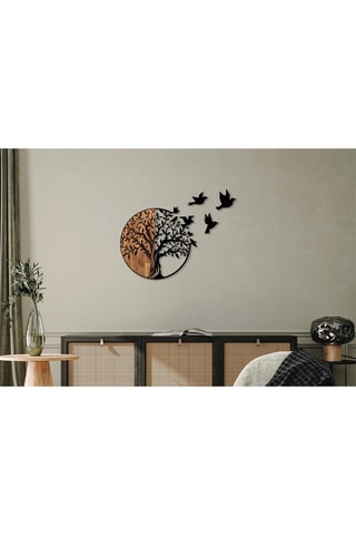 Décoration murale en bois - 92 x 3 x 71 cm - Noir et naturel