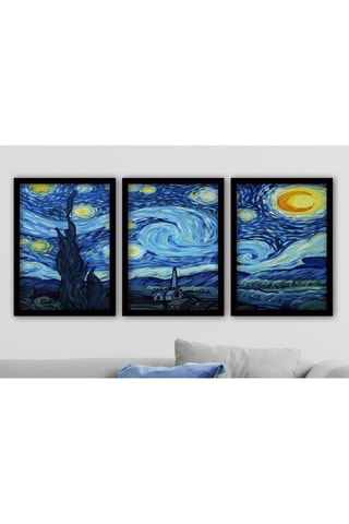 Triptyque "La Nuit étoilée" Vincent Van Gogh - 35 x 45 cm