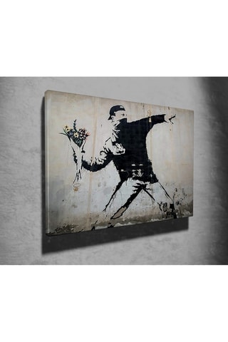 Tableau "Rage, le lanceur de fleurs" - Banksy - 50 x 70 cm - Reproduction