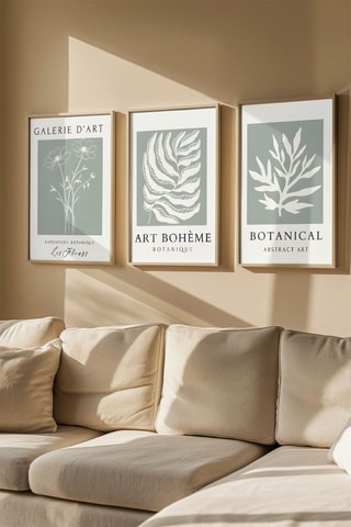 3 tableaux en bois - Vert sauge - 33 x 48 cm