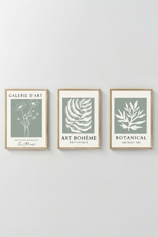 3 tableaux en bois - Vert sauge - 33 x 48 cm
