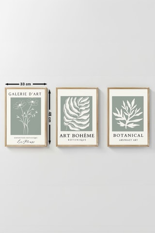 3 tableaux en bois - Vert sauge - 33 x 48 cm