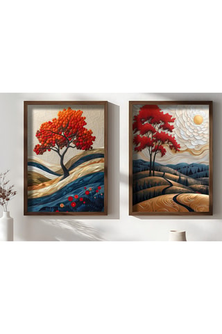 2 peintures décoratives encadrées en MDF Sandrine - 50 x 70 cm