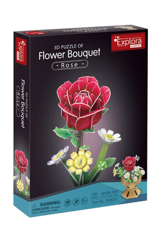 Maquette 3D Bouquet de fleurs rose - 120 pièces - Dès 8 ans