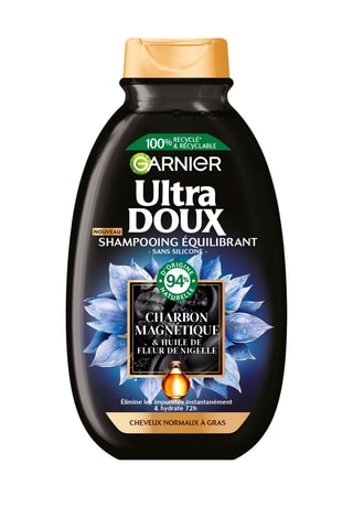 Shampoing Charbon magnétique et huile de fleur de nigelle Ultra Doux - Cheveux normaux à gras - 250 ml
