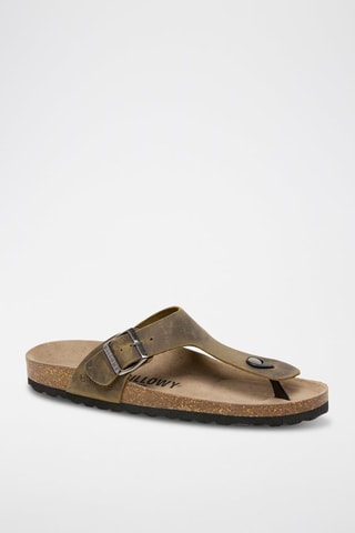 Leren Slippers - Kaki