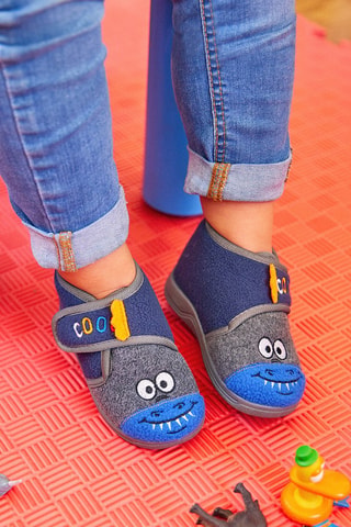 Chaussons Luna - Bleu et gris