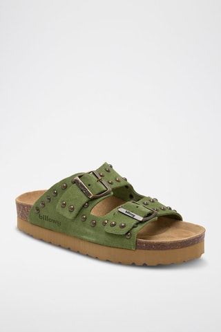 Leren Platform Muiltjes - Groen