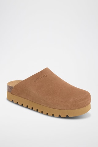 Leren Platform Clogs - Beige