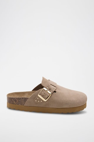 Leren Platform Clogs - Bruin