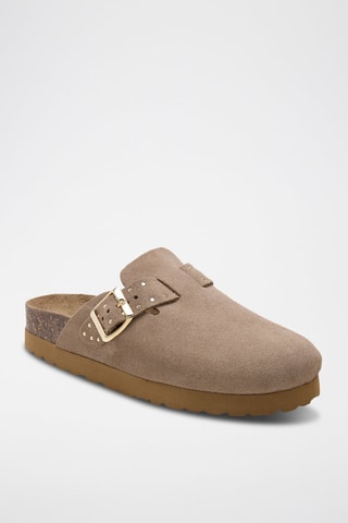 Leren Platform Clogs - Bruin