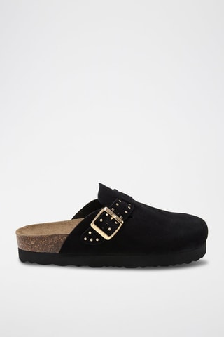 Sabots plateformes en cuir - Noir