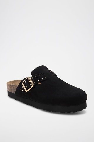 Sabots plateformes en cuir - Noir