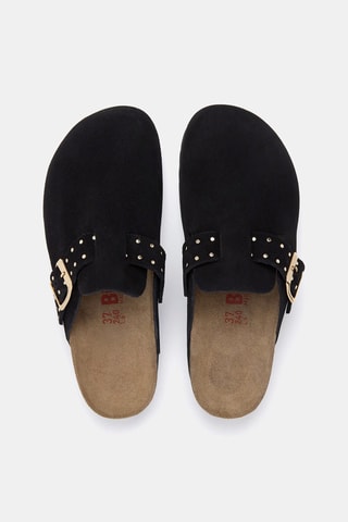 Sabots plateformes en cuir - Noir