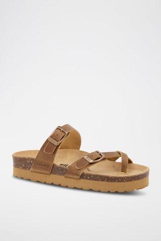Leren Platform Muiltjes - Bruin