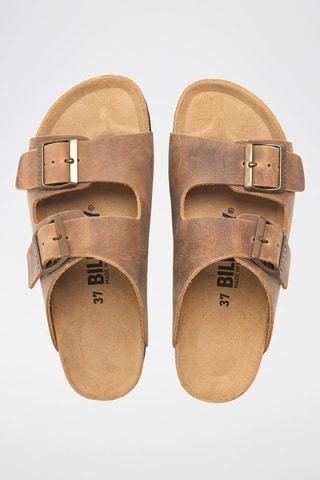 Leren Platform Sandalen - Bruin