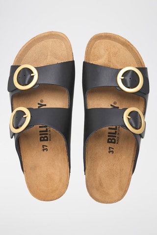 Leren Platform Sandalen - Zwart
