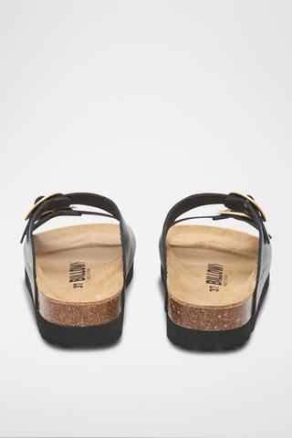 Leren Platform Sandalen - Zwart